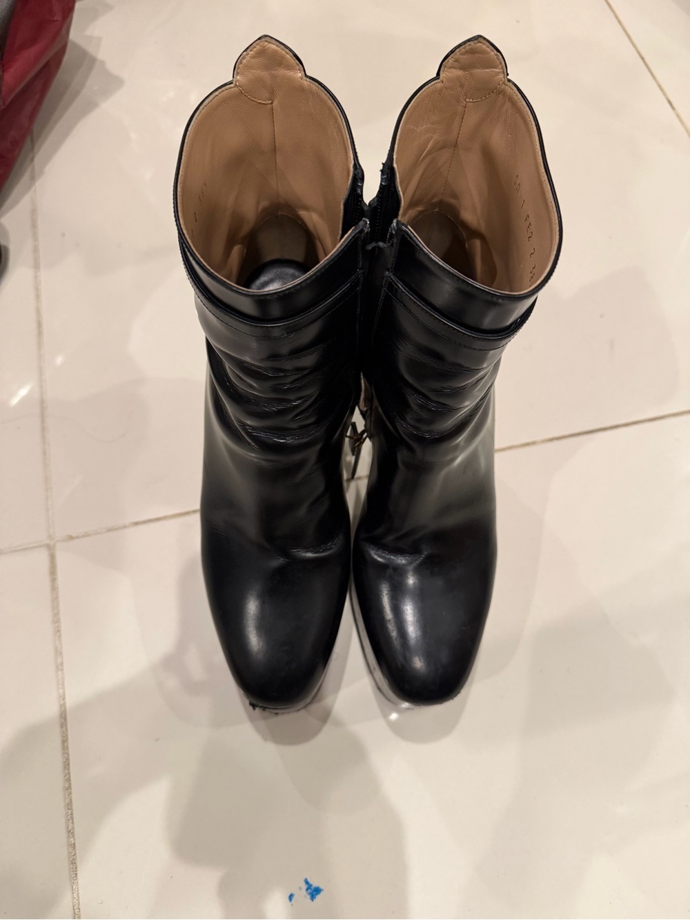Valentino Black Leather Mid-Calf Heeled Boots